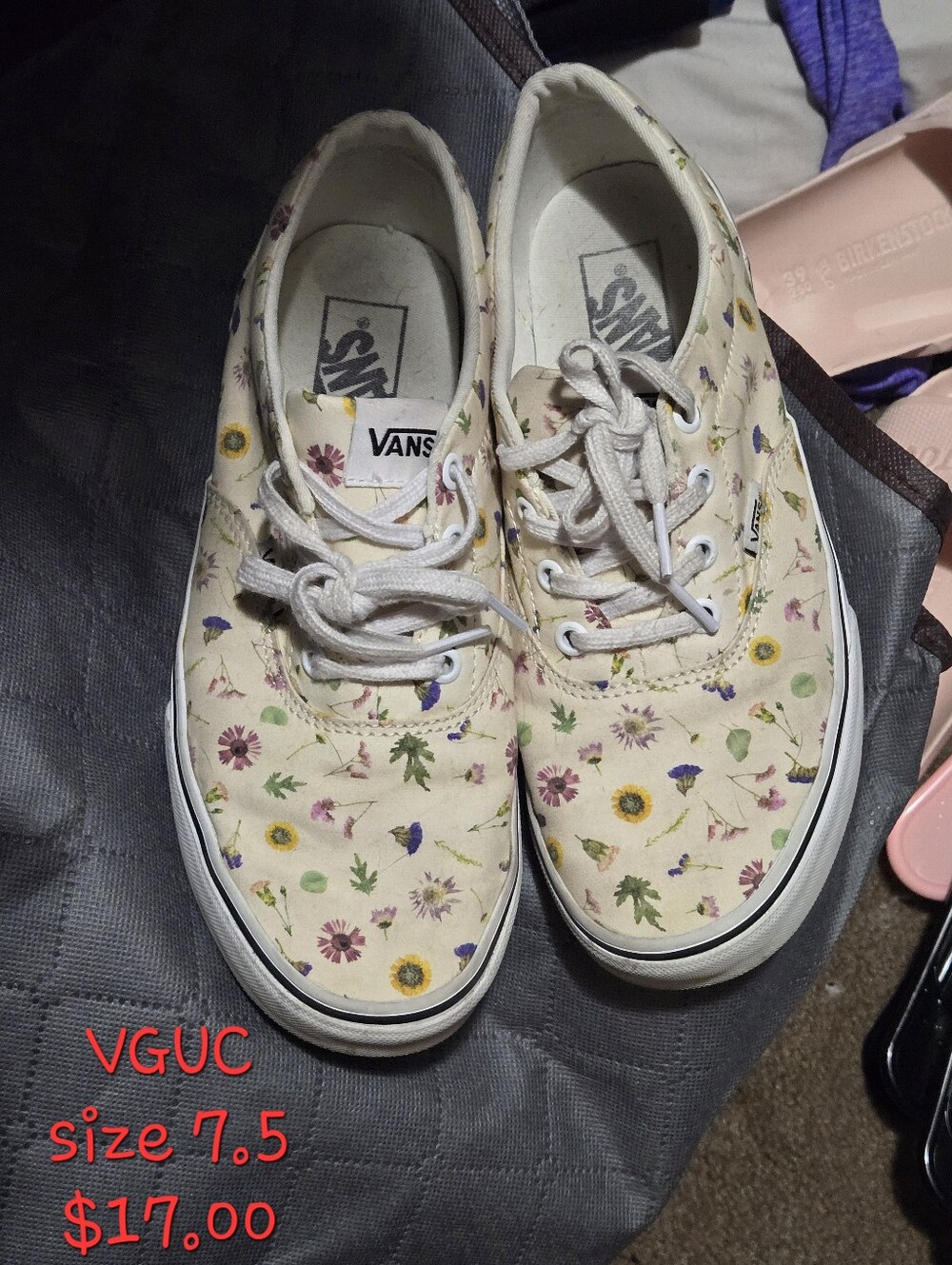 Vans Floral Canvas Sneakers in Cream with Multicolor Print